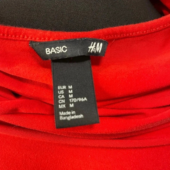 H&M Women’s Short Red Basic Bodycon Scoop Neck Dress Medium - Picture 5 of 5